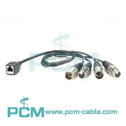 4-قناة الصوت Snake RJ45 أنثى إلى XLR 2 ذكر إلى 2 أنثى.