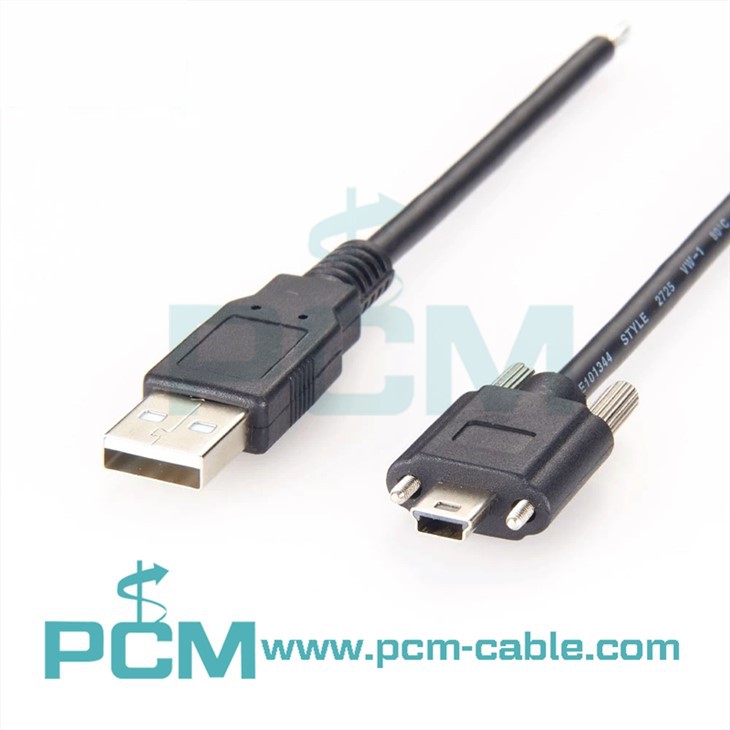كابل USB 2.0 من النوع A إلى Mini-B مزود ببرغي قفل