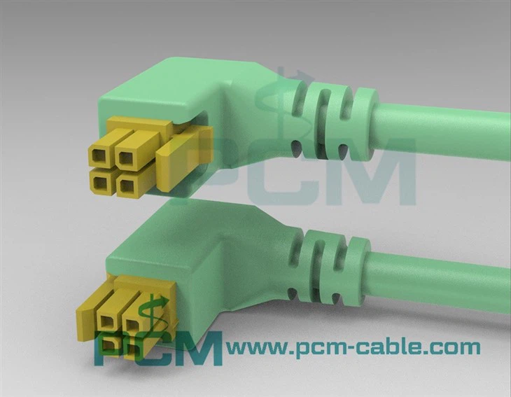 90-degree up-angle Mini-Fit Jr. 4-pin power and signal cable assembly