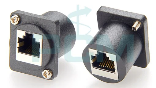 RJ45 Female D-shape Panel Mount with Flange RJ45 Female D-shape Panel Mount with Flange