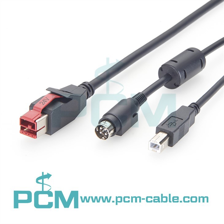 كابل USB يعمل بالطاقة 24 فولت يعمل بالطاقة USB إلى كابل Din USB2.0 B