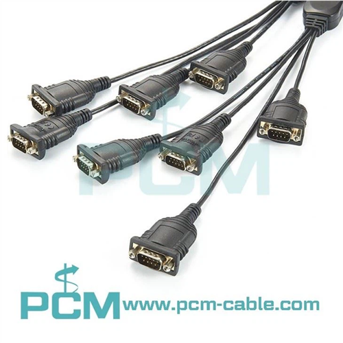 كابل USB من النوع C إلى 8 منافذ RS-232.