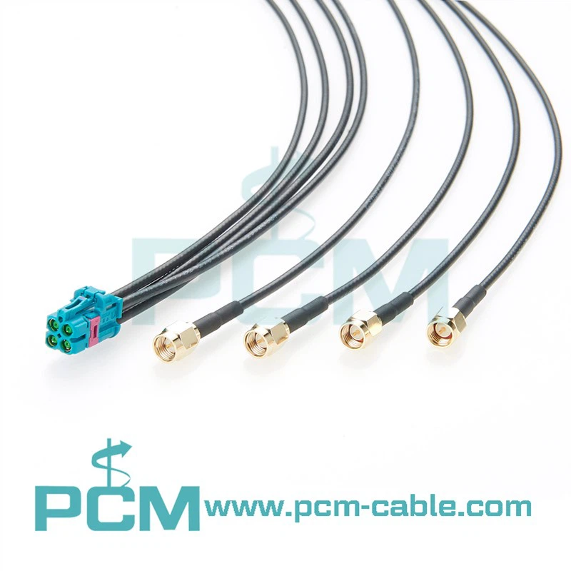 MATE AX Jack to 4 SMA Plug RF Cable assembly with DACAR 462 MATE AX Jack to 4 SMA Plug RF Cable assembly with DACAR 462