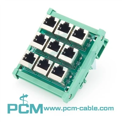 وحدة واجهة DIN للسكك الحديدية RJ45 ذات 9 منافذ