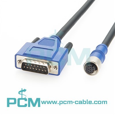 M12 إلى DB15 Power و I/O كابل لمستشعر الكاميرا رؤية الماكينة