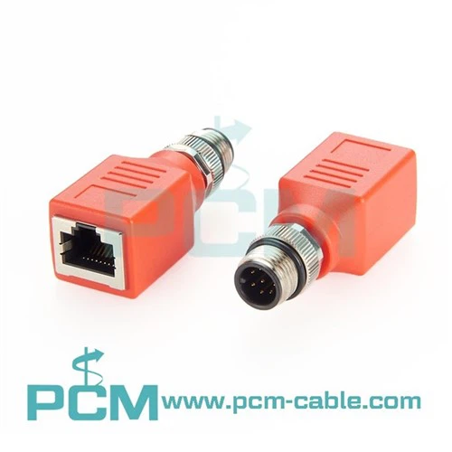 M12 إلى RJ45 محول إيثرنت M12 رمز 8 دبوس