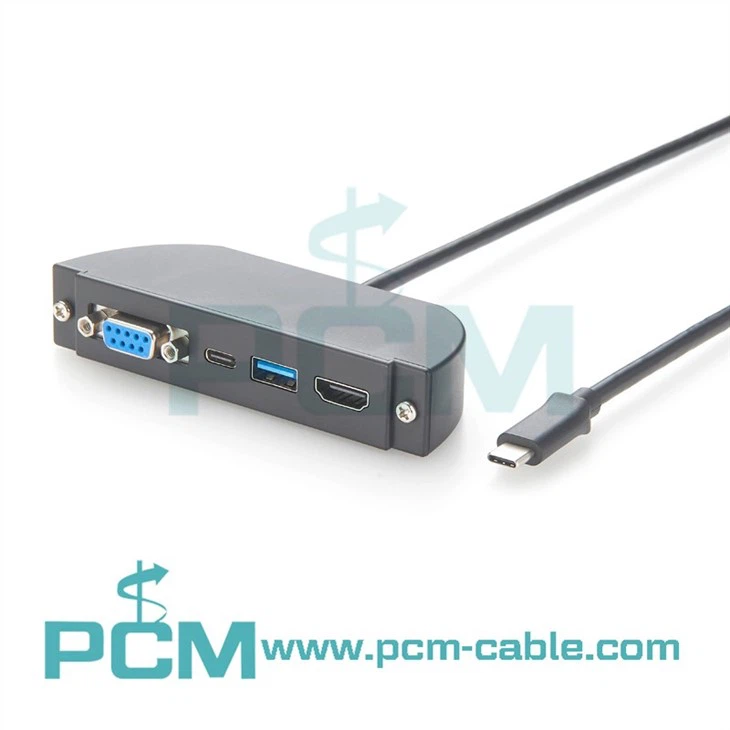 USB-C Panel Mount Dock with USB-A 10Gbps, USB-C 10Gbps, HDMI 4K60Hz & RS232 DB9